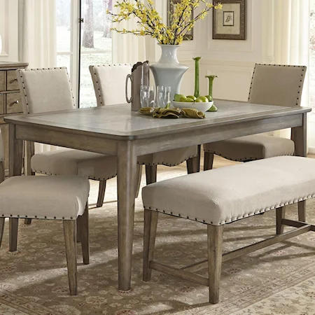 Rustic Casual Rectangular Leg Table with Concrete Insert